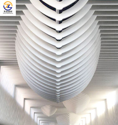 Extra-Long Wood-Grain Aluminum Alloy Curved Square Tube Decorative Restaurant Ceiling