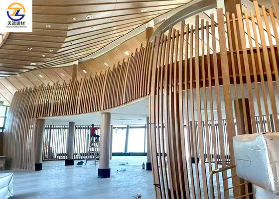 Wood Grain Aluminum Battens for Ceilings, Decorative Aluminum Square Tubes, Spray-Painted & Baked-Enamel Aluminum Battens, Partition Aluminum Battens, Curved Aluminum Batten Profiles