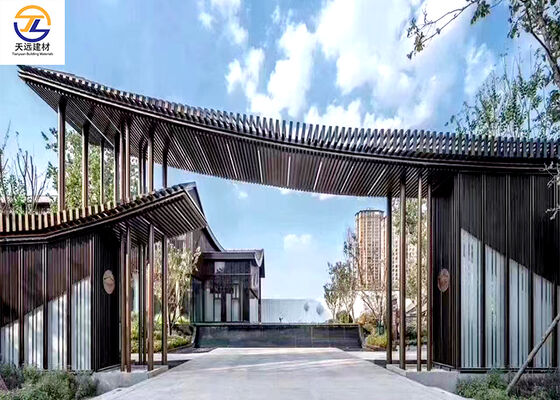 Shaped Wood Grain Wave Aluminum Square Tubes - Bent & Powder-Coated