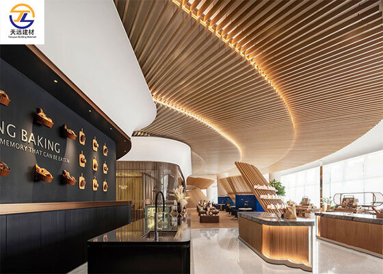 Custom Curved Aluminum Ceiling Grilles for Modern Bakery & Commercial Spaces - Tianyuan Building Materials