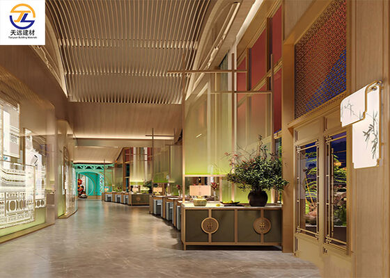 Custom Curved Aluminum Ceiling Panels for Luxury Restaurant & Resort Interior Design