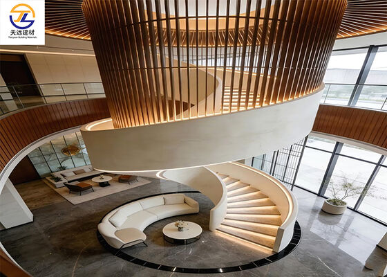 Extruded Aluminum Square Tube Ceiling | Curved Linear Baffle for Luxury Lobby