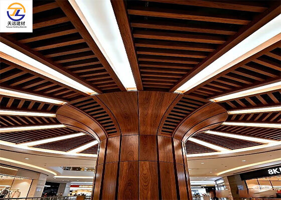 Extruded Aluminum Square Tube Ceiling | Curved Linear Baffle for Luxury Lobby