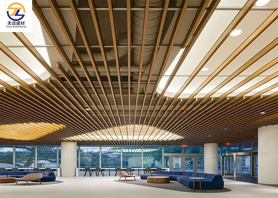 Extruded Aluminum Square Tube Ceiling | Modern Linear Baffle for Commercial Lobbies