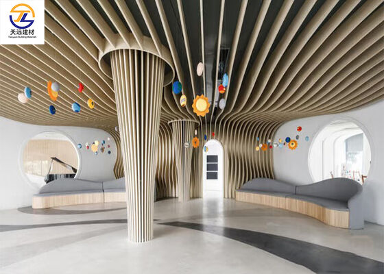 Custom Curved Aluminum Baffle Ceiling | Artistic Wave Design for Creative Spaces