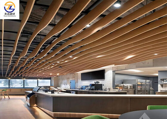 Curved Aluminum Baffle Ceiling | Custom Wave Aluminum Square Tube for Hospitality Spaces