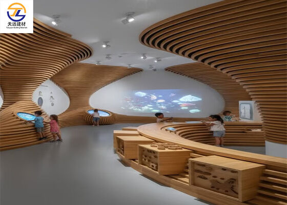 3.0mm Wood Grain Curved Aluminum Baffle Ceiling for Commercial Spaces
