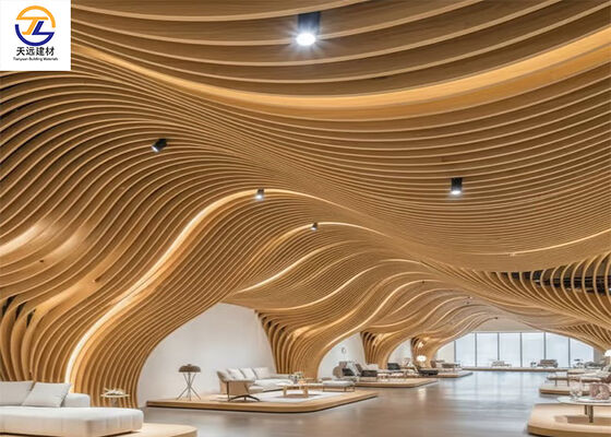 3.0mm Wood Grain Curved Aluminum Baffle Ceiling for Commercial Spaces
