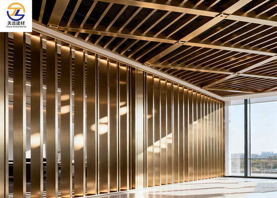 Champagne Gold Curved Aluminum Square Tube Partition for Luxury Interiors