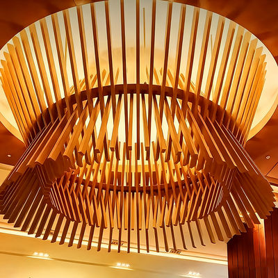 50*100 Wood-Grain Aluminum Square Tube: 1.2-2.0mm wall, wood-look, corrosion/moisture-resistant, light/strong—mall/hotel/office decor.