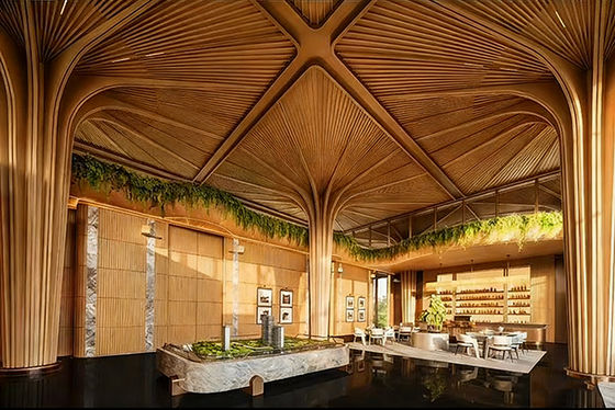 Hạt gỗ tự nhiên đáp ứng kết cấu kim loại ️ các ống vuông nhôm hạt gỗ 50 * 100 phác thảo bố trí trong suốt của tiền sảnh.