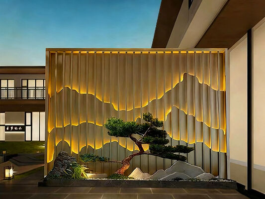 2.0mm Durability, Sculpted Elegance – Shaped Aluminum Square Tube Feature Walls That Elevate Spaces!