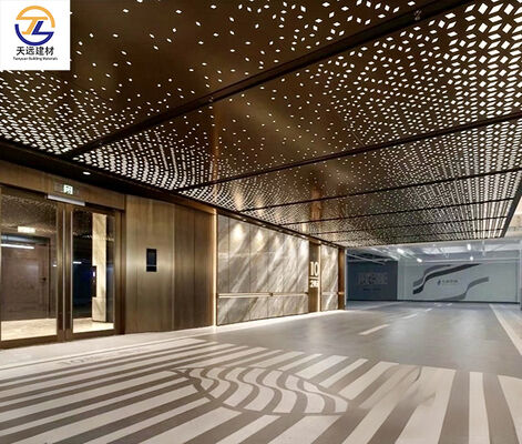 2.0-2.5mm Perforated Aluminum Panels (Wood Grain/Rose Gold Finish) – Custom Carved Patterns & Shapes Available for Garage & Shopping Mall Ceilings