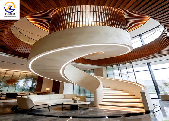 Extruded Aluminum Square Tube Ceiling | Curved Linear Baffle for Luxury Lobby