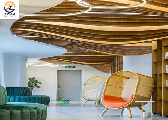 Custom Curved Aluminum Baffle Ceiling | Artistic Wave Design for Creative Spaces