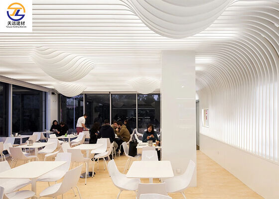Curved Aluminum Baffle Ceiling | 3D Wave Design for Modern Cafes & Commercial Spaces