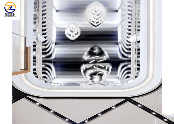 Curved Aluminum Baffle Ceiling | 3D Wave Design for Modern Cafes & Commercial Spaces