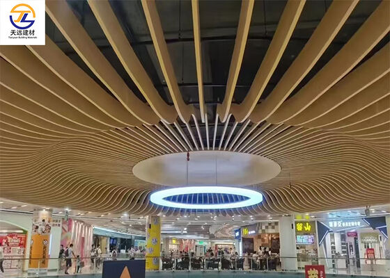 2.5mm Wood Grain Curved Aluminum Square Tube for Shopping Mall Ceiling