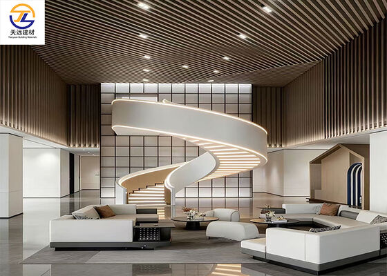 Extruded Aluminum Square Tube Ceiling & Wall Cladding | Modern Luxury Curved Design for High-End Lobbies