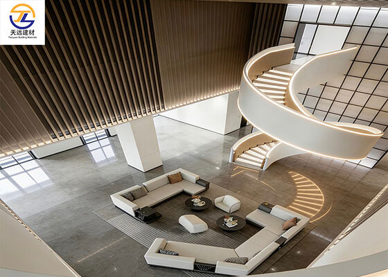 Extruded Aluminum Square Tube Ceiling & Wall Cladding | Modern Luxury Curved Design for High-End Lobbies