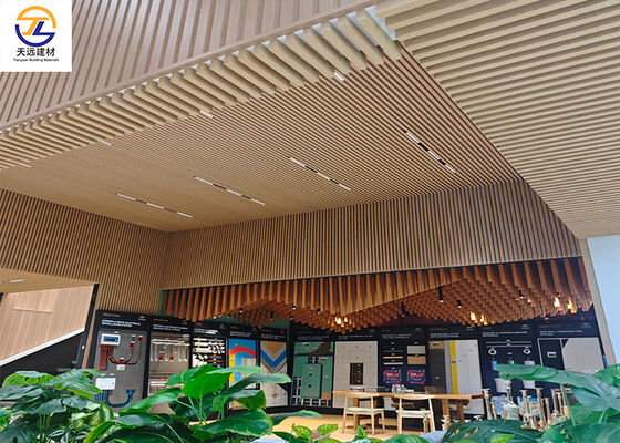 50*100 Wood Grain Aluminum Square Tube | Linear Baffle Ceiling & Wall for Luxury Lounges