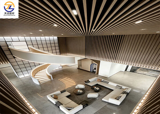 Extruded Aluminum Square Tube Ceiling & Wall Cladding | Modern Luxury Curved Design for High-End Lobbies