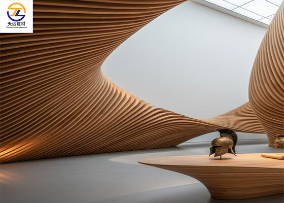 3.0mm Wood Grain Curved Aluminum Baffle Ceiling for Commercial Spaces