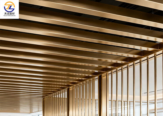 Champagne Gold Curved Aluminum Square Tube Partition for Luxury Interiors