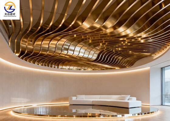 3.0mm Wood Grain Curved Aluminum Baffle Ceiling for Commercial Spaces