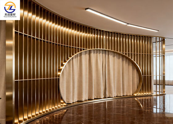 Champagne Gold Curved Aluminum Square Tube Partition for Luxury Interiors