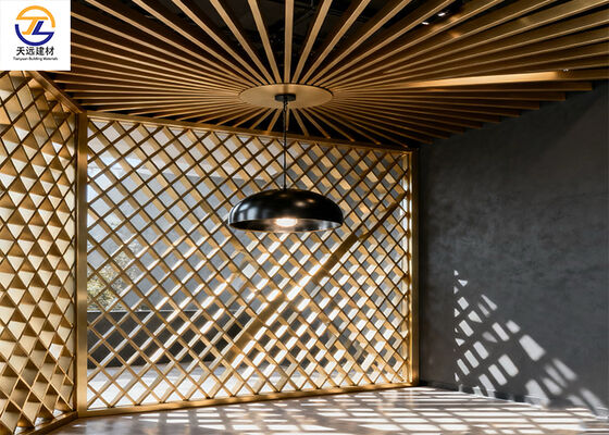 Champagne Gold Curved Aluminum Square Tube Partition for Luxury Interiors